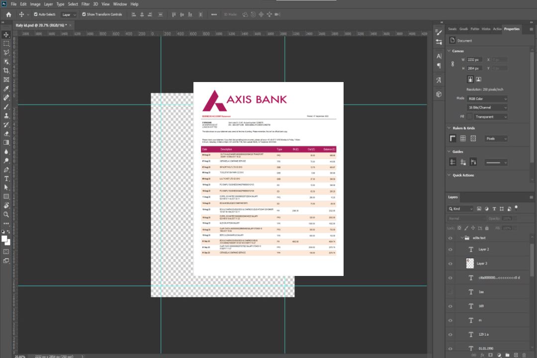Modèle Word et PDF de relevé d'entreprise d'Axis Bank template